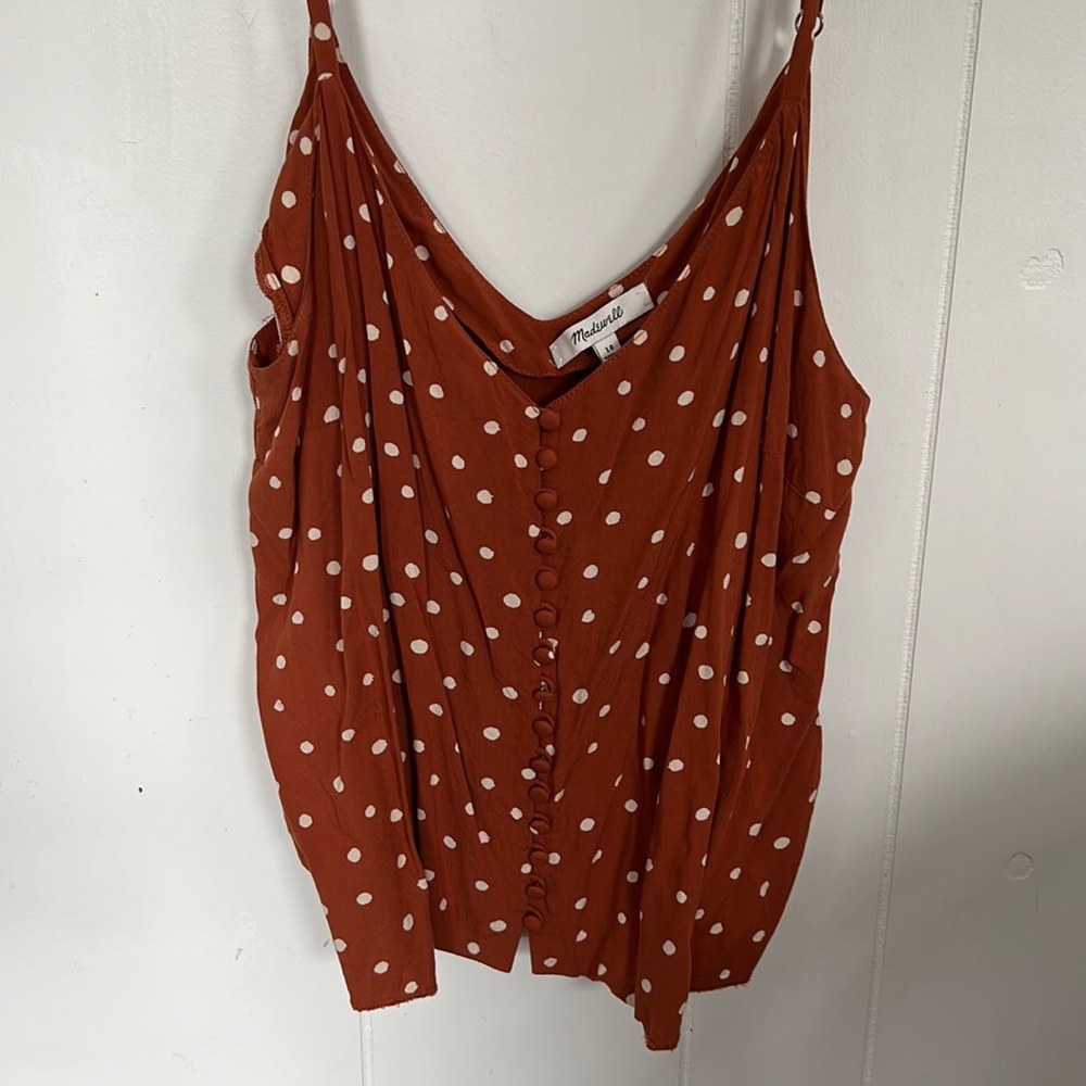 Madewell burnt orange polka dot tank size 10